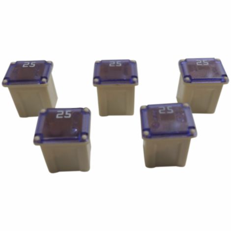 25 Amp Low Profile Cartridge Fuse 5-Pack SBFC-LPJ Type Slow Blow White PEC 3472